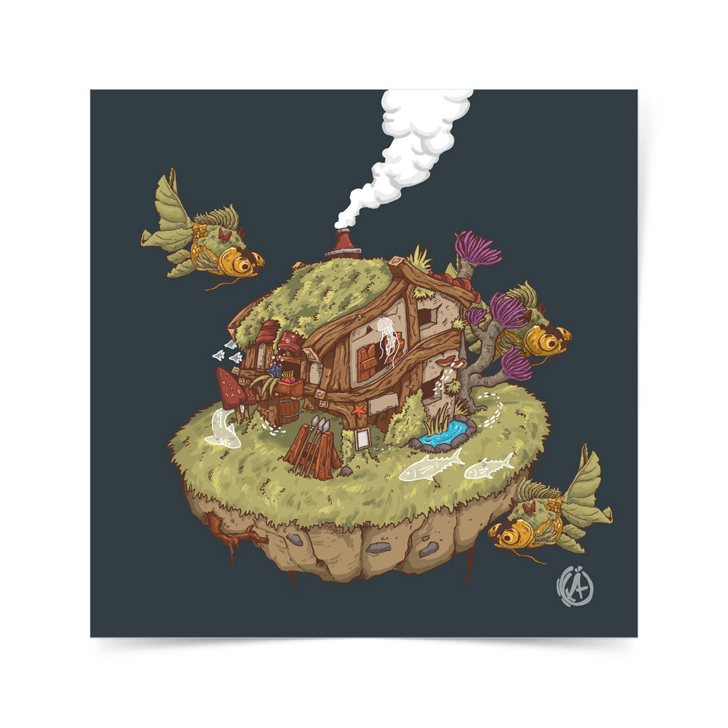 Digital drawing, wall decor, Dumaguete city, Fish, Bahay Kubo, Local Filipino House, Artwork, Gift idea, Tourist, Islander, Angelo Delos Santos, home, office