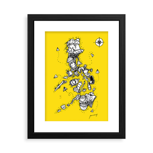 Framing Framed Wall decor decoration Yellow Citrus Artwork Art piecePH Map Doodle Drawing Hand Drawn Illustration Art Artsy Style Dumaguete city Artist Pinspired Art Souvenirs Yellow Black and White