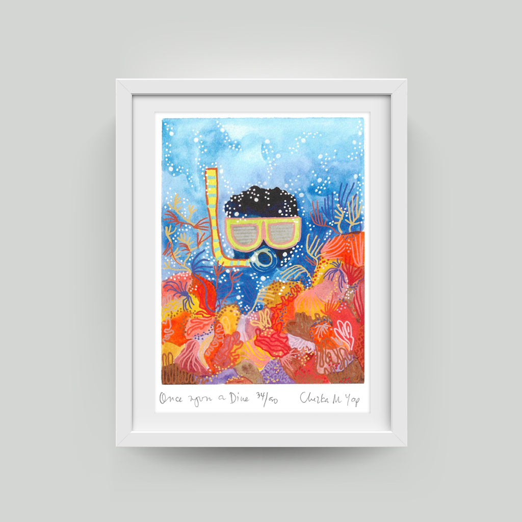 Once upon a Dive Art Print by Purple Seaweed Studio
