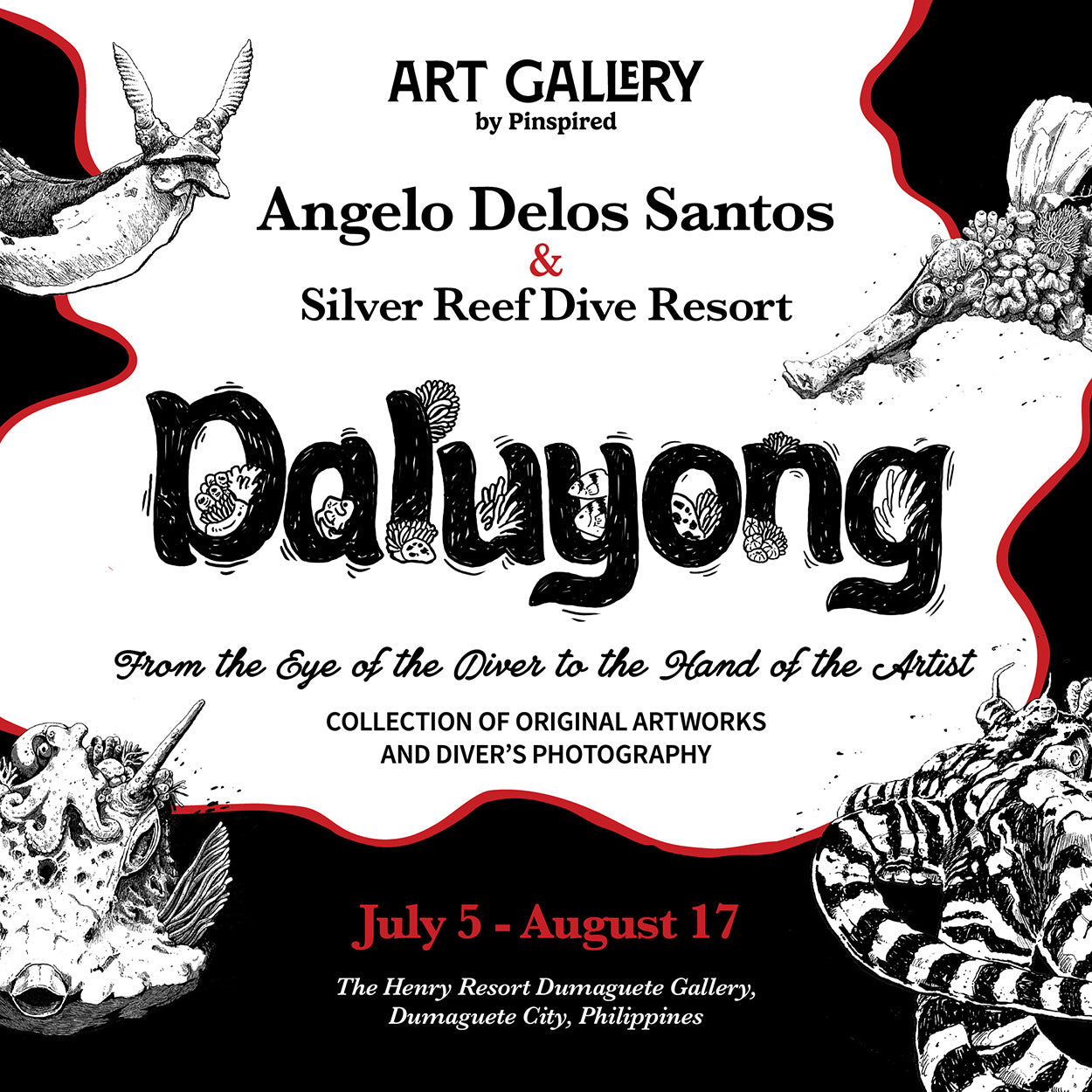 Angelo Delos Santos, Dumaguete Inker, Artwork, Pen and ink, exhibition, original, marine creatures, conservation, Filipino, artist, art Philippines, Negros Oriental, Dumaguete city, Pinspired Art Souvenirs, The Henry Resort, Silver Reef Dive Resort, dive, diving, diver, photography