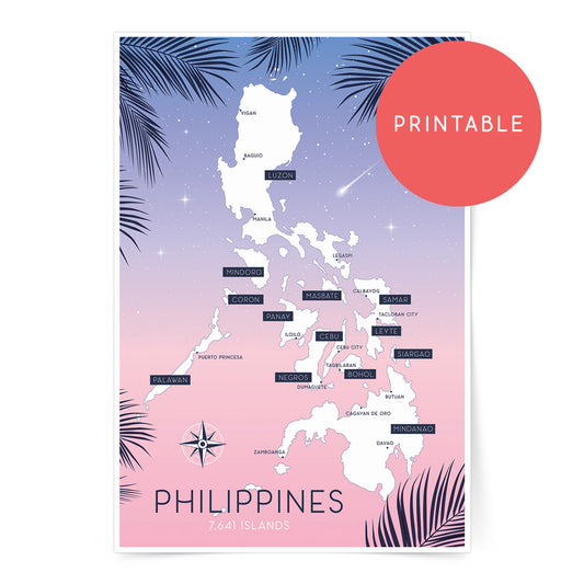 Philippine Islands Dreams Printable Wall Art Map Poster