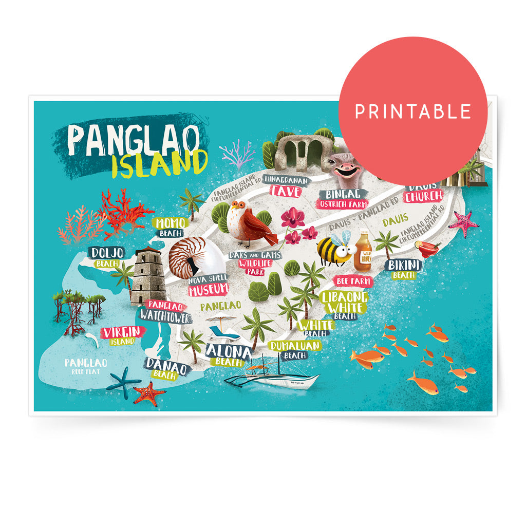 Panglao Island Map Printable Wall Art Poster