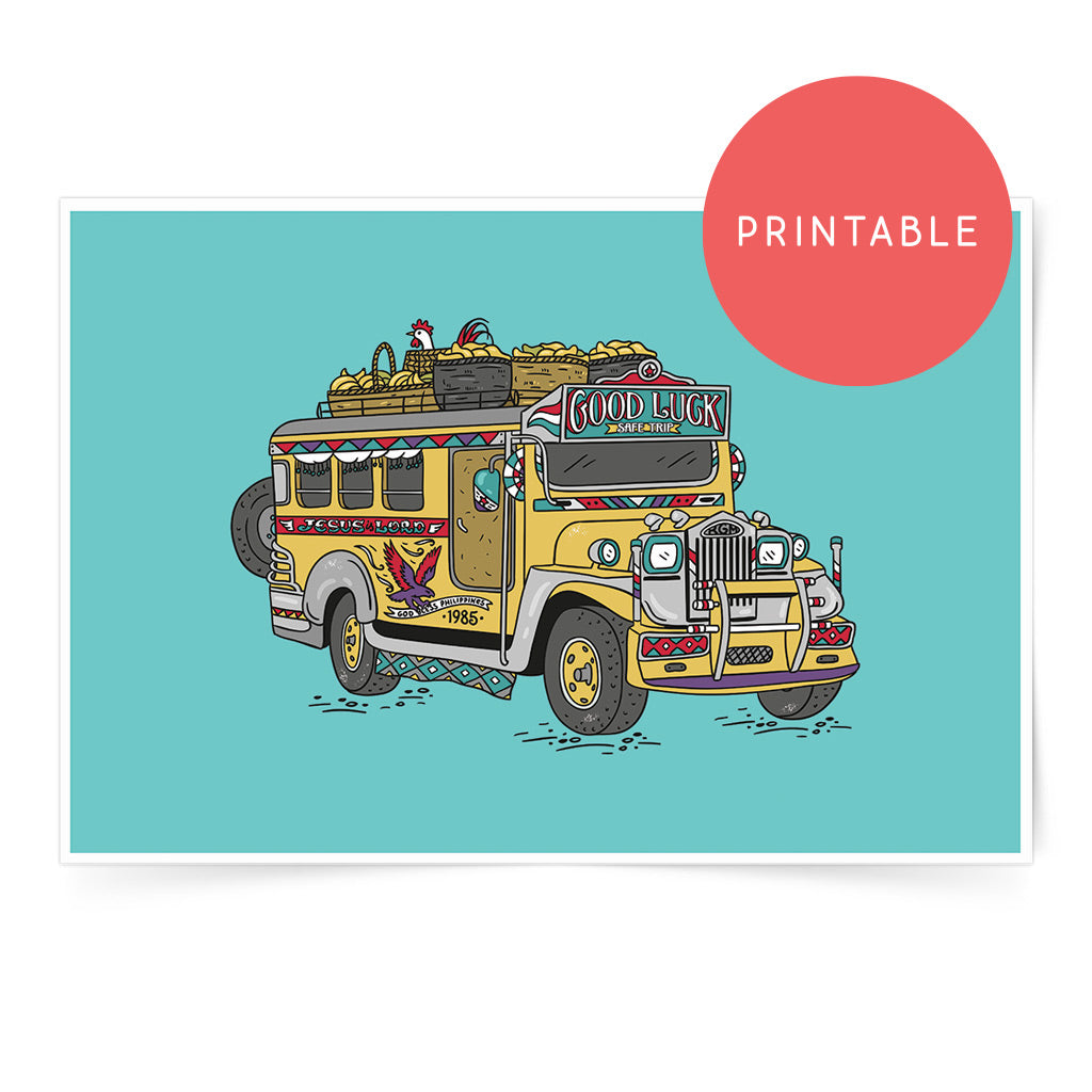 Philippine Jeepney Printable Wall Art Poster