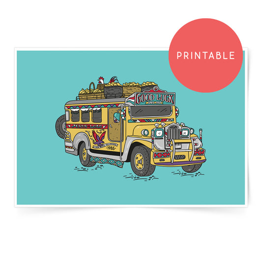 Philippine Jeepney Printable Wall Art Poster