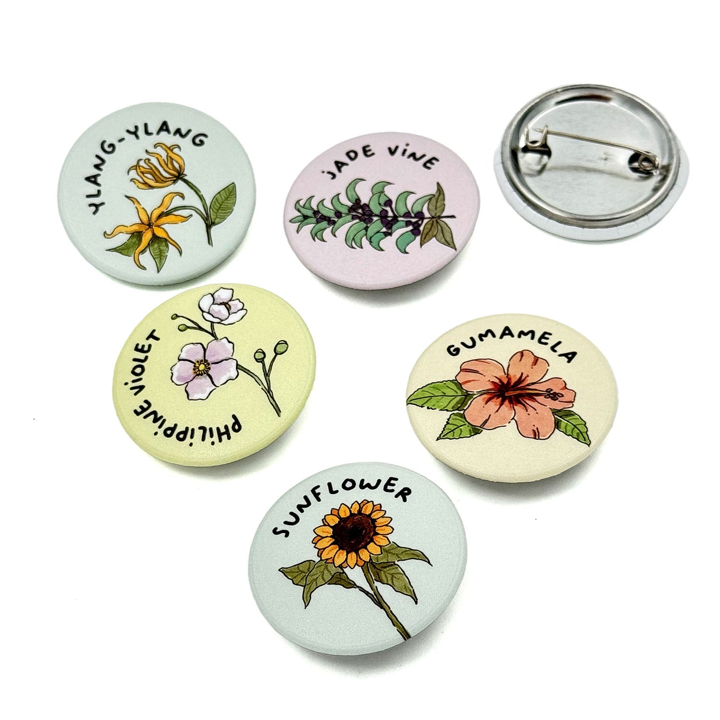 Flower of the Philippines Button Pins Set by Kat Banay