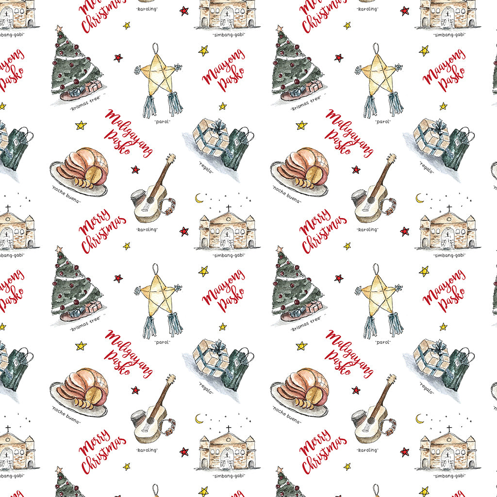 Paskong Pinoy Gift Wrapping Paper Set of 3 Sheets by Kat Banay