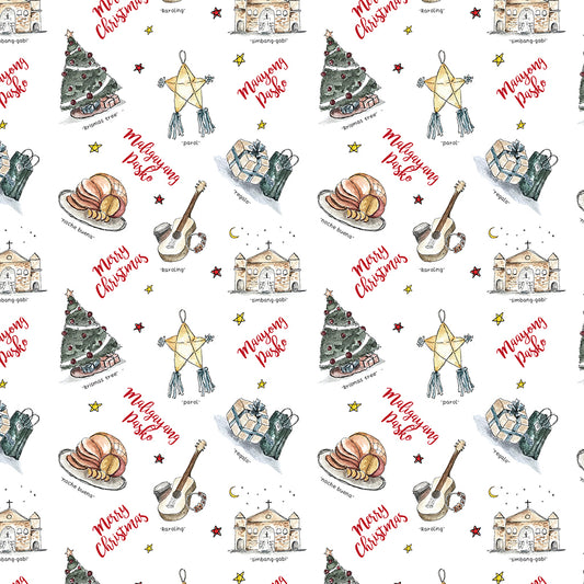 Paskong Pinoy Gift Wrapping Paper by Kat Banay