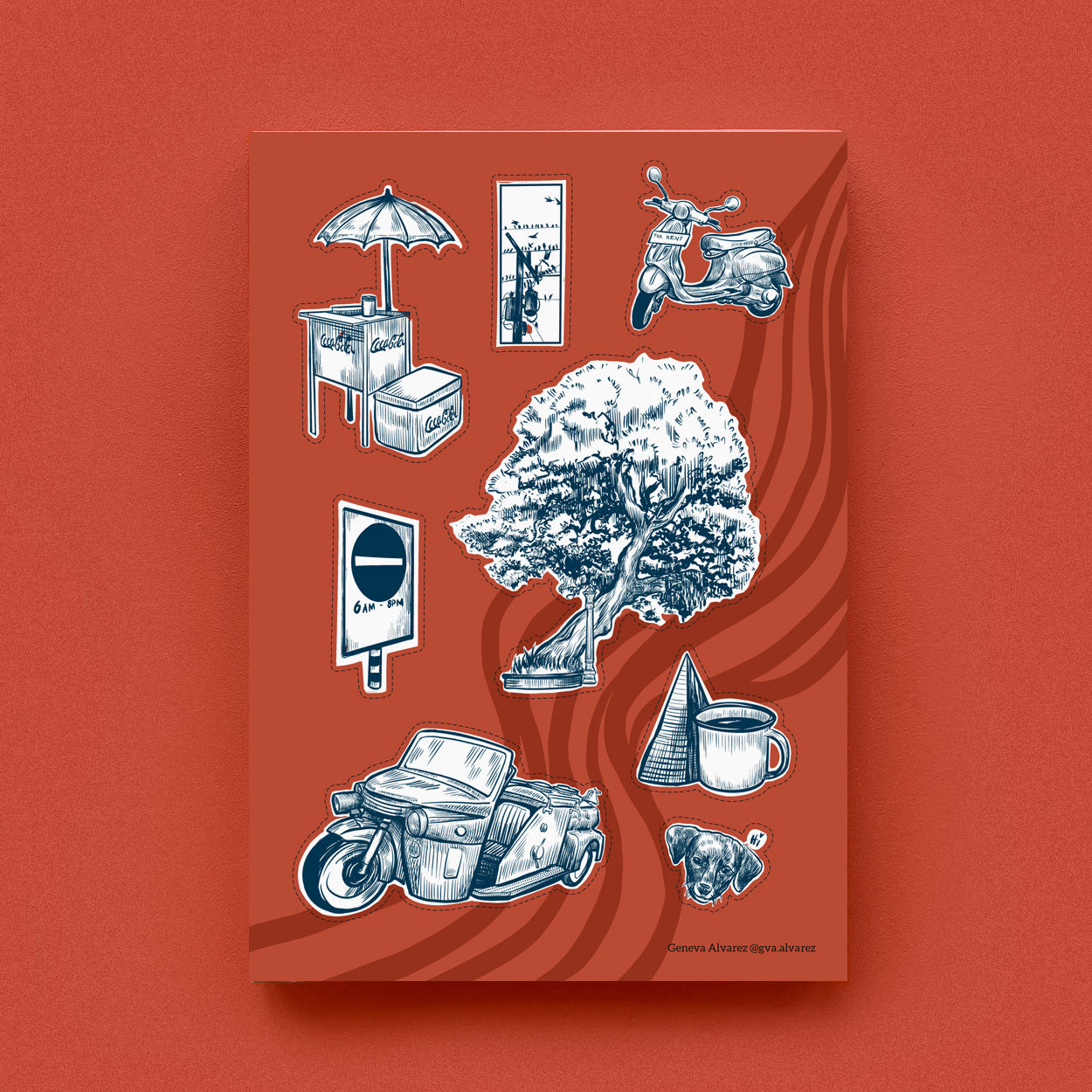 Gentle People Dumaguete City artist art craft book stickers sticker cute creative gift souvenir solution travel tourism Belfry tricycle Cil Flores sticker page journal journaling scrapbooking hobby art collector Dumaguete city exhibition