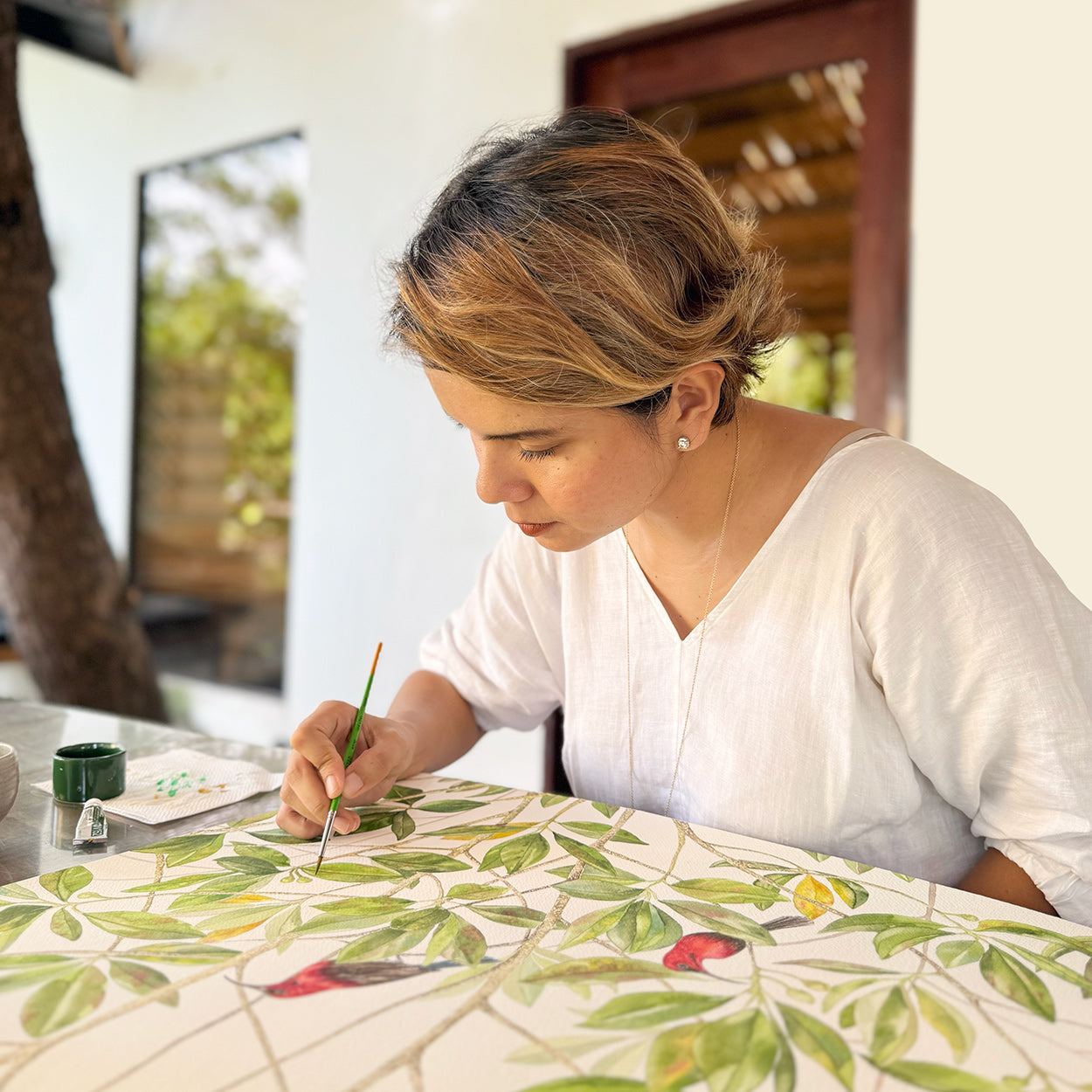 Gretchen Nadine Villanueva-Heras, GretchensWater, Dumaguete city, Bais, artist, Filipino, watercolor, palms, natural art, nature, tropical, Tropical State of Mind, Pinspired Art Souvenirs, Bais City, decor, wall decor, alm leafs, frame, limited, gift idea, process