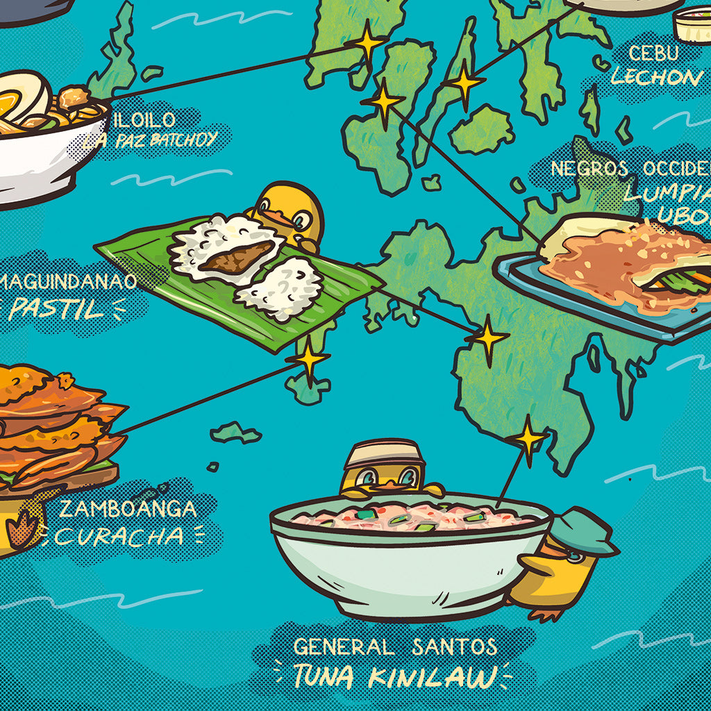 wall decoration food map Location pinoy Manila Cebu Lechon cuisine wall decoration decor gift idea Air bnb hotel Tourist business hostel informative General Santos Tuna Kinilaw Zamboanga Curacha