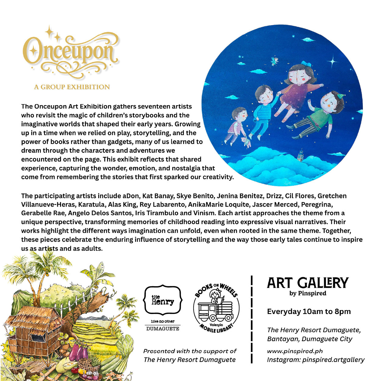 Dumaguete City, creative, exhibition, original, Children's story, Filipino, artist, art Philippines, Negros Oriental, Dumaguete art scene, Pinspired Art Souvenirs, The Henry Resort, Books on Wheels, Valencia, buy original artwork, catalogue, art gallery