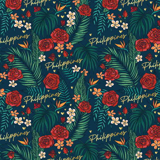 Rose and Palms Philippines Gift Wrapping Paper