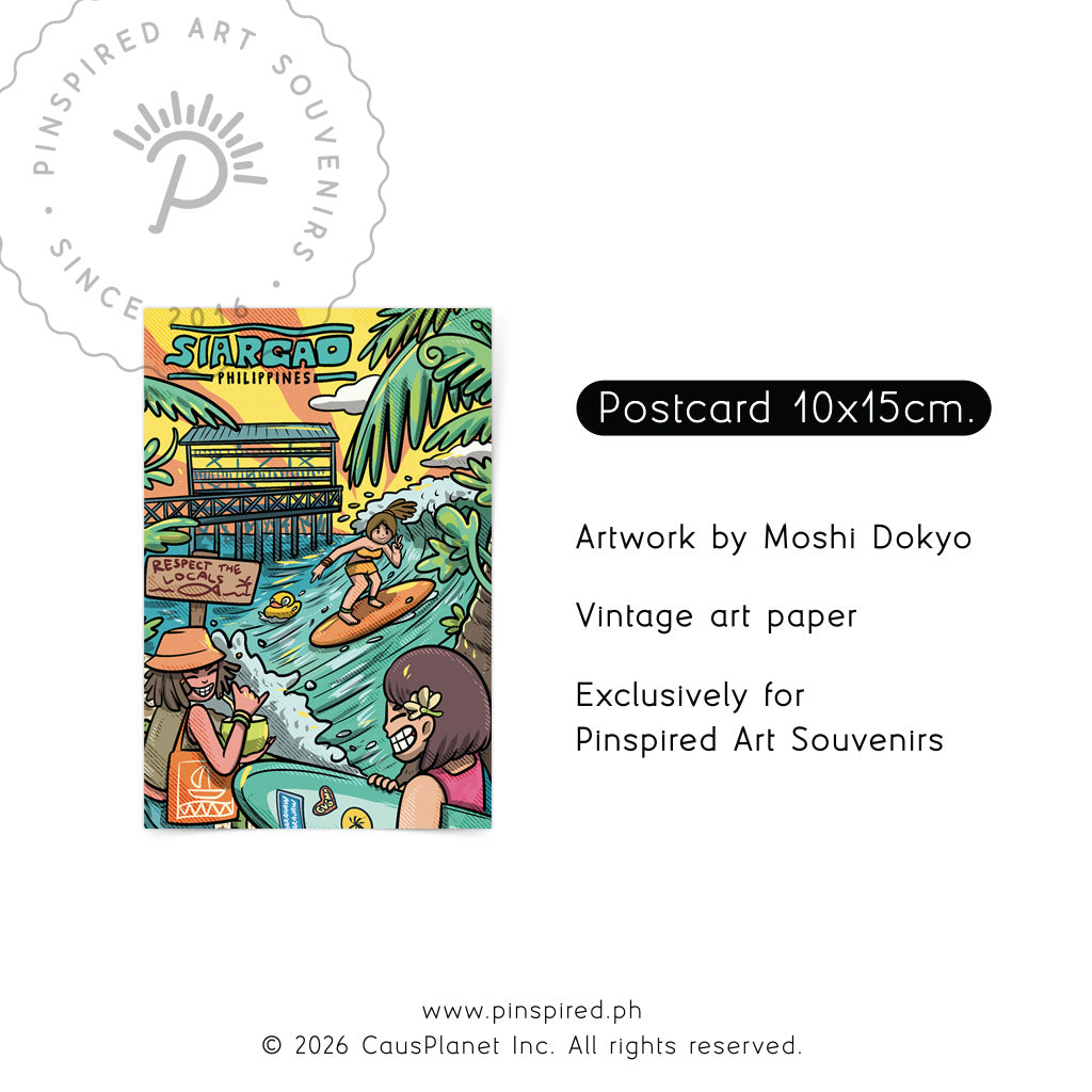 Cloud 9, surf, surfing, local, pinoy, art, Philippines, Filipino, surf culture, card, postcrossing, post, PHL, beach vibes, tourist, fun, cute