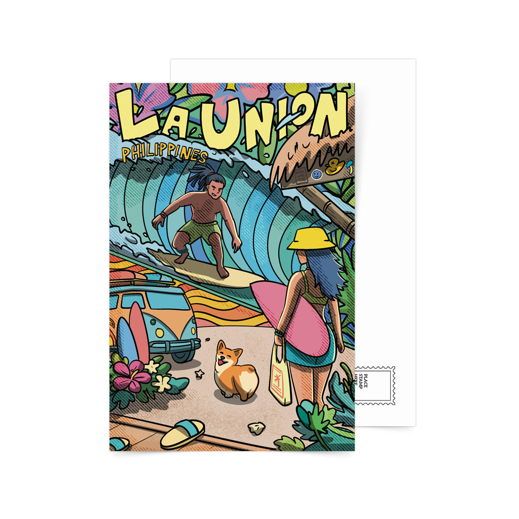 Philippines, Filipino, Dumaguete City artist, Pinspired, local, artwork, souvenir, card, postcrossing, postcard, vintage, Surfing Capital, Filipino, cute, illustration, art, artsy, souvenir, Beach, Islands, island vibes, creative, gift, gift idea, Philippines, colorful, unique, Luzon, Surf, surfer, cool