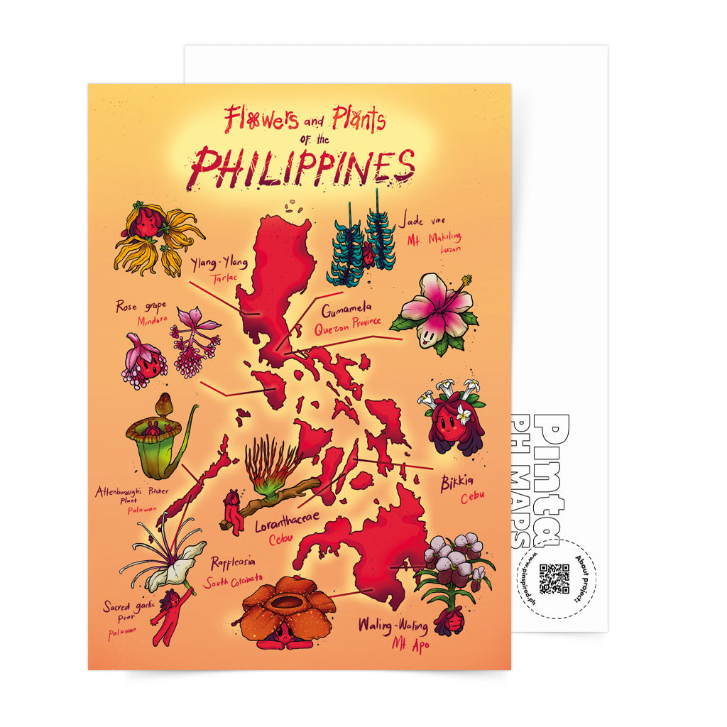 Flowers Filipino Flora Cil Flores Dumaguete city graphic artist map project exhibit Negros Oriental Pinspired Art Souvenirs Wall Art Decoration Pinta PH Maps Philippines Tourist Gift Hotel Hostel Resort gift idea snailmail postcrossing PH post PHL Post Office