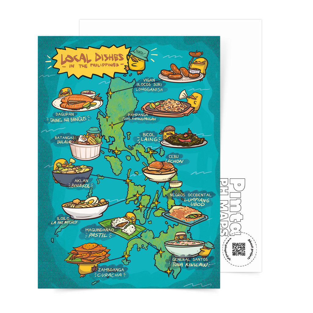wall decoration food map Location pinoy Manila Cebu Lechon cuisine wall decoration decor gift idea Air bnb hotel Tourist business hostel informative Bicol Lumpiang Ubod La Paz Batchoy snailmail postcrossing PHL Post Office