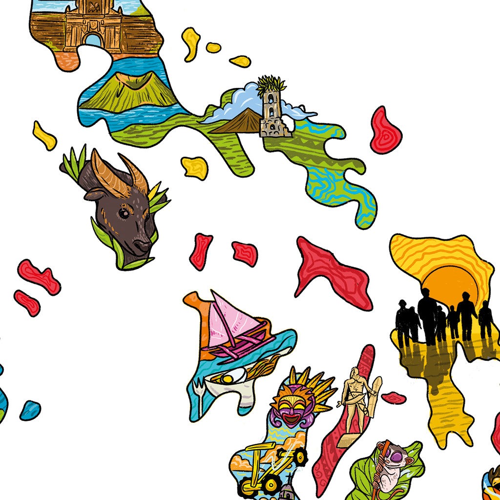 Luzon Visayas Mindanao Filipino Dumaguete city graphic artist map project exhibit Negros Oriental Pinspired Art Souvenirs Wall Art Decoration Pinta PH Maps Philippines Tourist Gift Hotel Hostel Resort gift idea Archipelago Artsy Attractions Historic Places Geographic close up