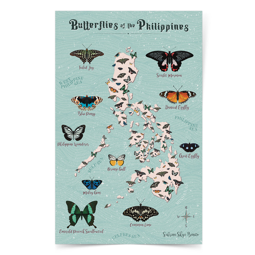 Filipino artist graphic butterfly species local pinoy coloured wall decoration decor idea tourist map art print artwork collection