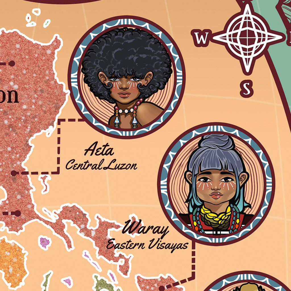 People Luzon Visayas Mindanao Filipino artist Dumaguete city graphic artist map project exhibit Negros Oriental Pinspired Art Souvenirs Wall Art Decoration Pinta PH Maps Philippines Tourist Gift Hotel Hostel Resort gift idea Historic History Archipelago Aeta Ilokano Waray Maranao Tboli Tausug Badjao Bisaya Tagalog Manila Ilocos Region Ethnical Group