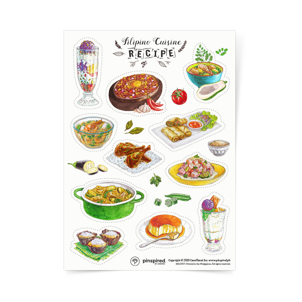 journaling paper sticker Filipino local dishes desserts souvenir ideahalo halo local sisig gift idea sinigang leche flan bibingka tinola adobo lumpiang shanghai