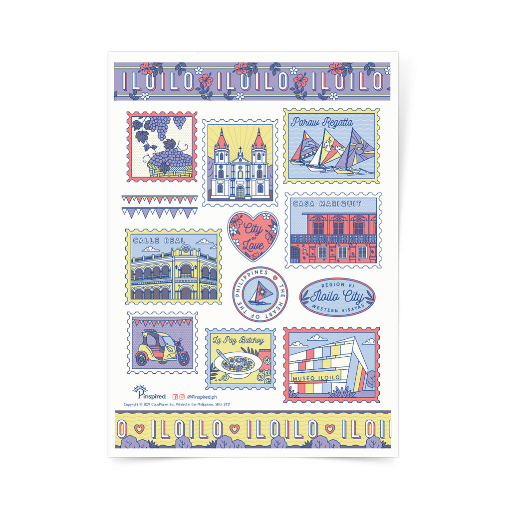 art, design, pinoy, souvenir, gift, travel, journal, vintage, tourist, Museo Iloilo, Calle Real, Casa Mariquit, Molo Church, Paraw Regatta Festival, Denila Grapes Farm, Abella's tricycle, La Paz Batchoy, City of Love, Philippines, Filipino, design, decoration