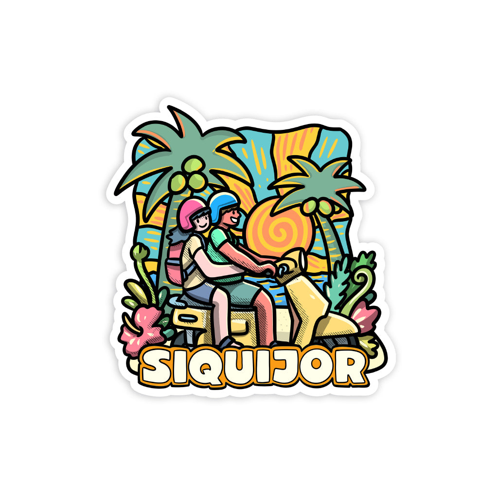 island, vibes, colorful, cute, sticker, Moshi Dokyo, illustration, art, Gentle People, Dumaguete City, Negros Oriental, Philippines, Filipino, art scene, Pinspired Art Souvenirs, motorcycle