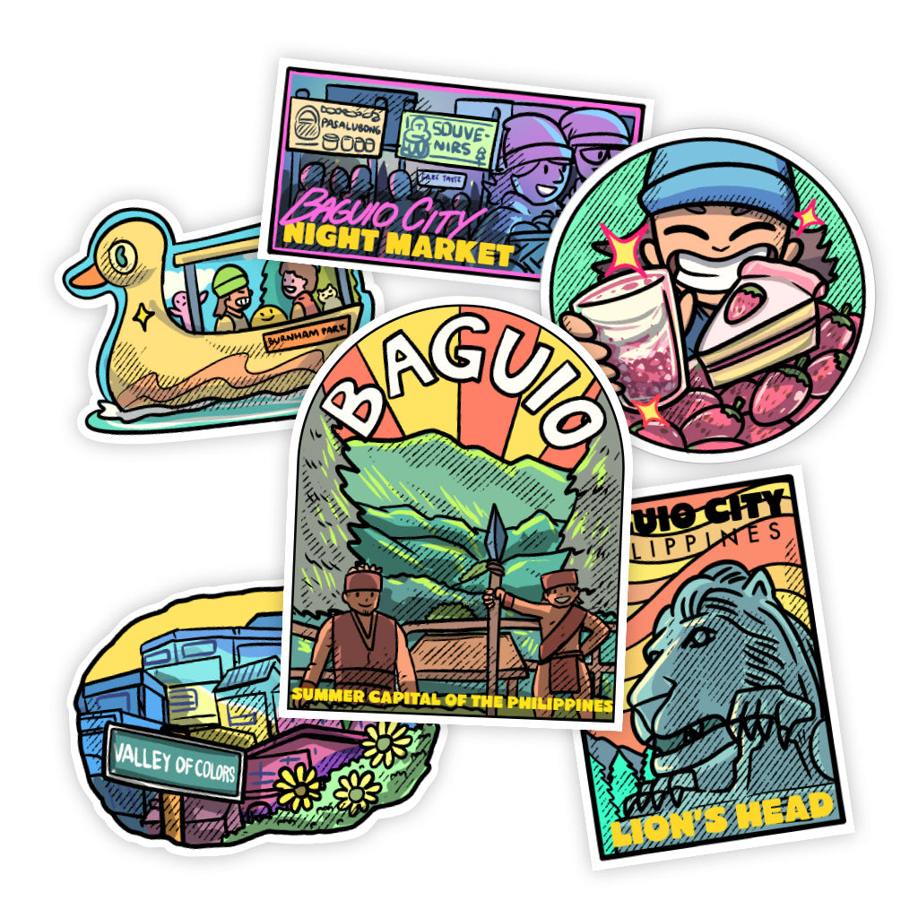 Baguio City, Strawberry, Valley of Colors, Summer Capital, Lion's Head, Filipino, cute, illustration, art, artsy, souvenir, Islands, island vibes, stick, sticker pack, creative, gift, gift idea, Philippines, waterproof, colorful, unique, Luzon, Southern Luzon, tourist, touristic