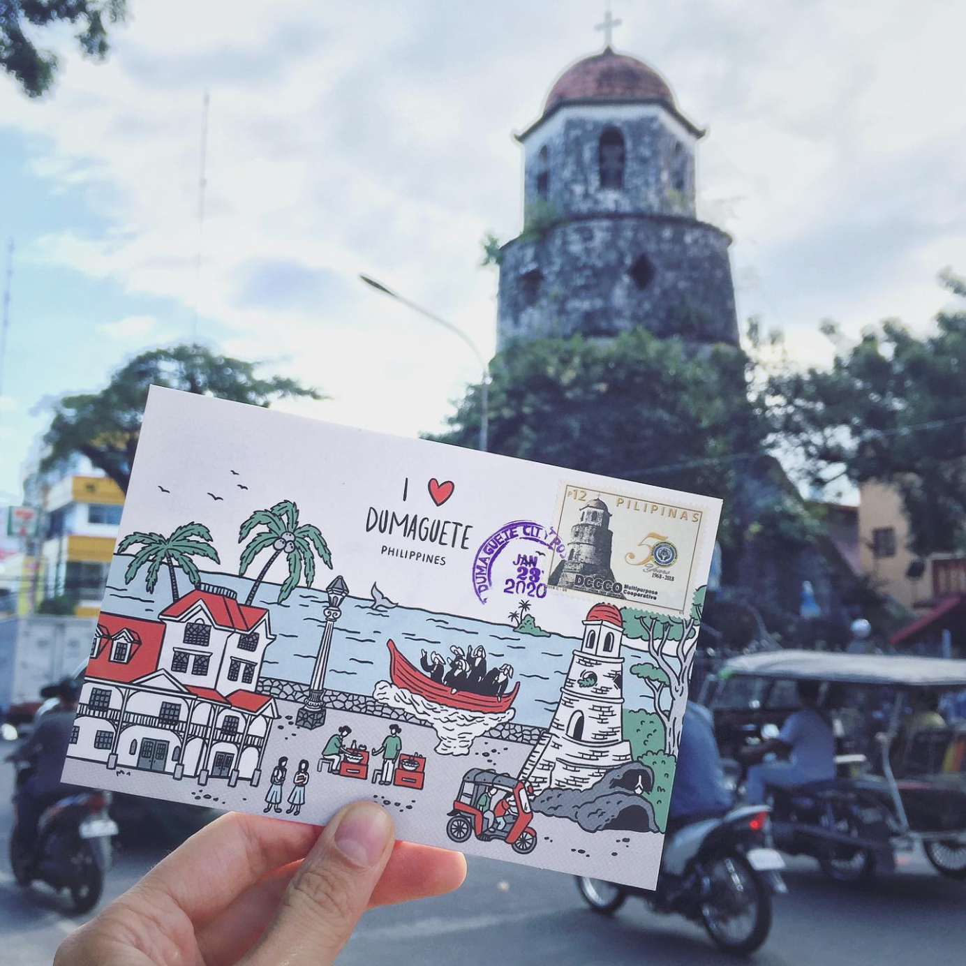 Belfry Church Travel Tourist Boulevard Filipino Dumaguete Art Scene Gentle People Pinspired Art Souvenirs Campanario Siliman University Love Minimalistic designs creative souvenir gift idea snailmail postage postal giveaway Maxicard PHL Post Office