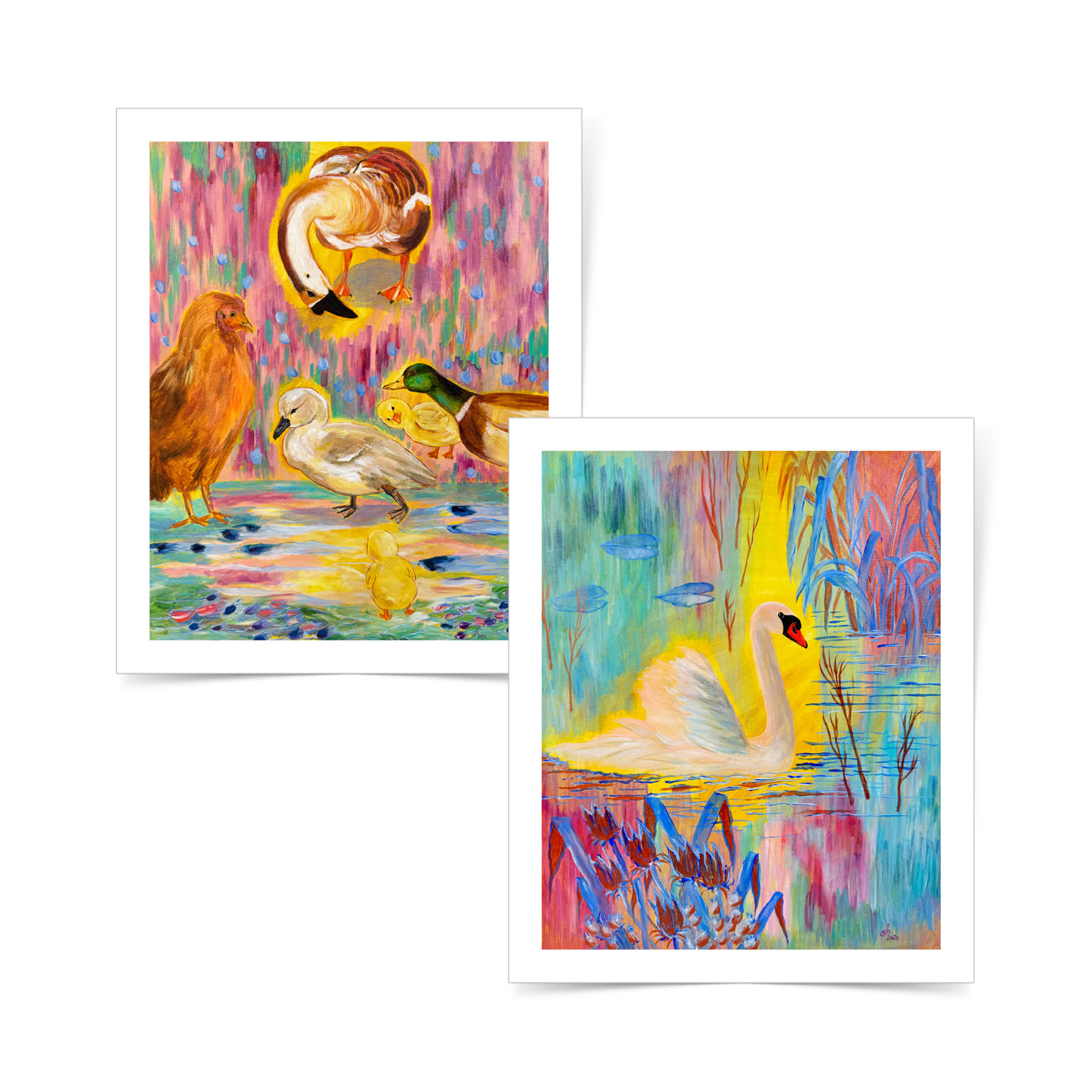 Swan in Serene Circumstance Limited Edition Art Print Set of 2 by Gerabelle
