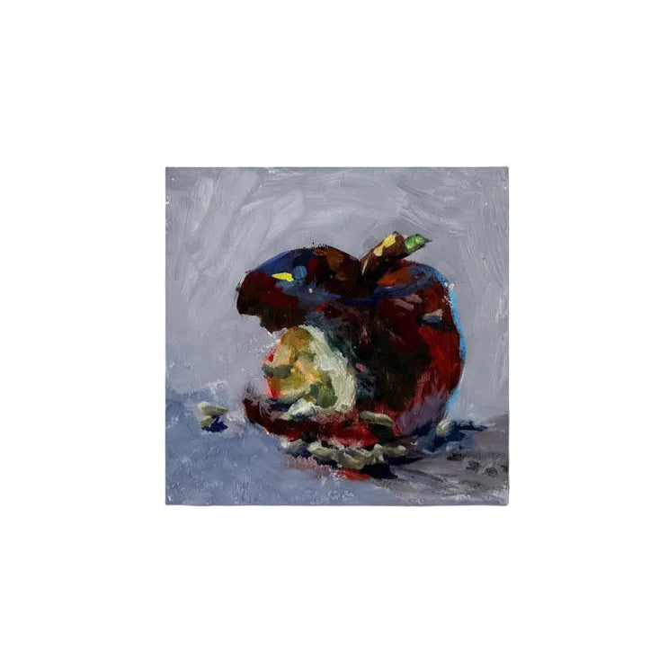 Dumaguete art, Original Artworks, micra, size 4x4, small artworks, gift, souvenir, small, apple, nature, red, gray, wall art, 2026, Gouache on canvas, square