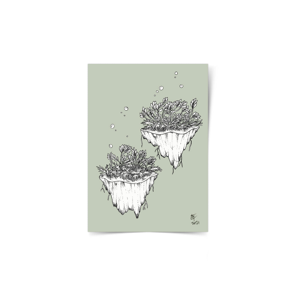 seagrass protect ocean philippines sea original copy dugong art pen and ink drawing artwork underwater space coral black and white wall decor framed artist proof limited edition Negros Oriental Dumaguete city