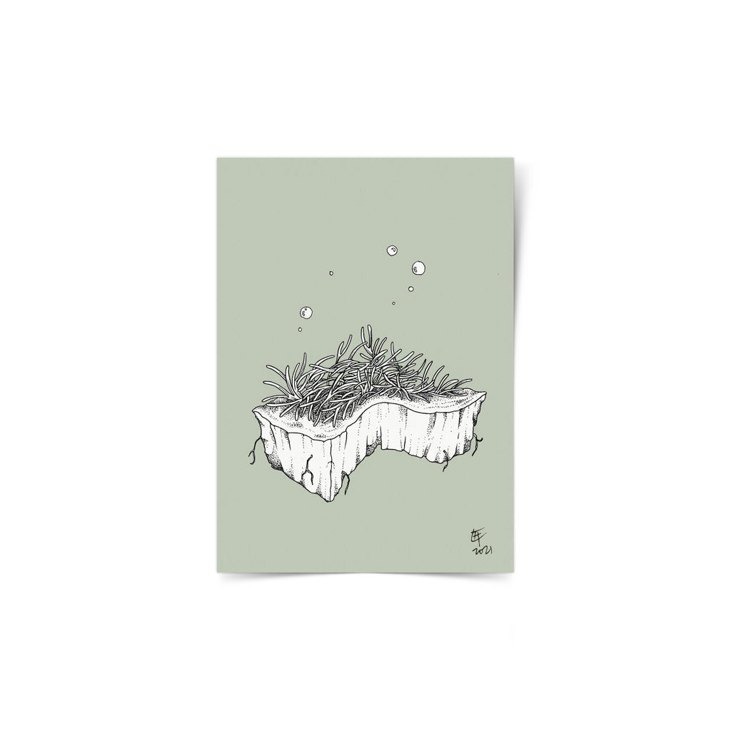seagrass protect ocean philippines sea original copy art pen and ink drawing artwork underwater space coral black and white wall decor framed artist proof limited edition Negros Oriental Dumaguete city