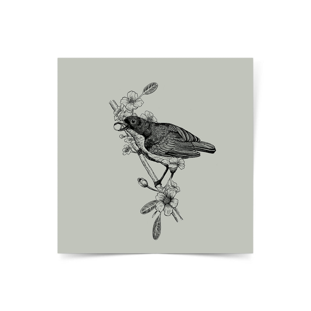 Negros Oriental local art artist Dumaguete scene artwork bird flowers vintage paper limited wall decor gift idea beautiful black and white illustration flora fauna