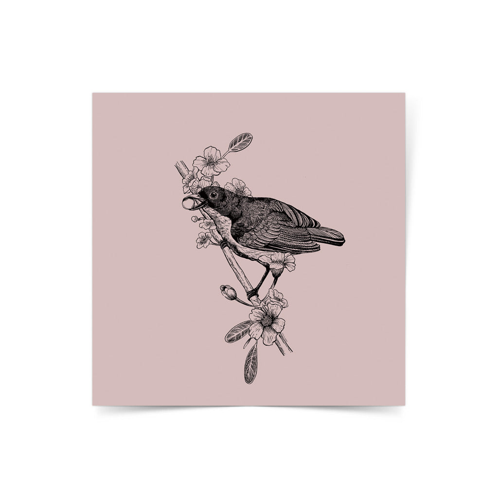 Negros Oriental local art artist Dumaguete scene artwork bird flowers vintage paper limited wall decor gift idea beautiful black and white illustration flora fauna