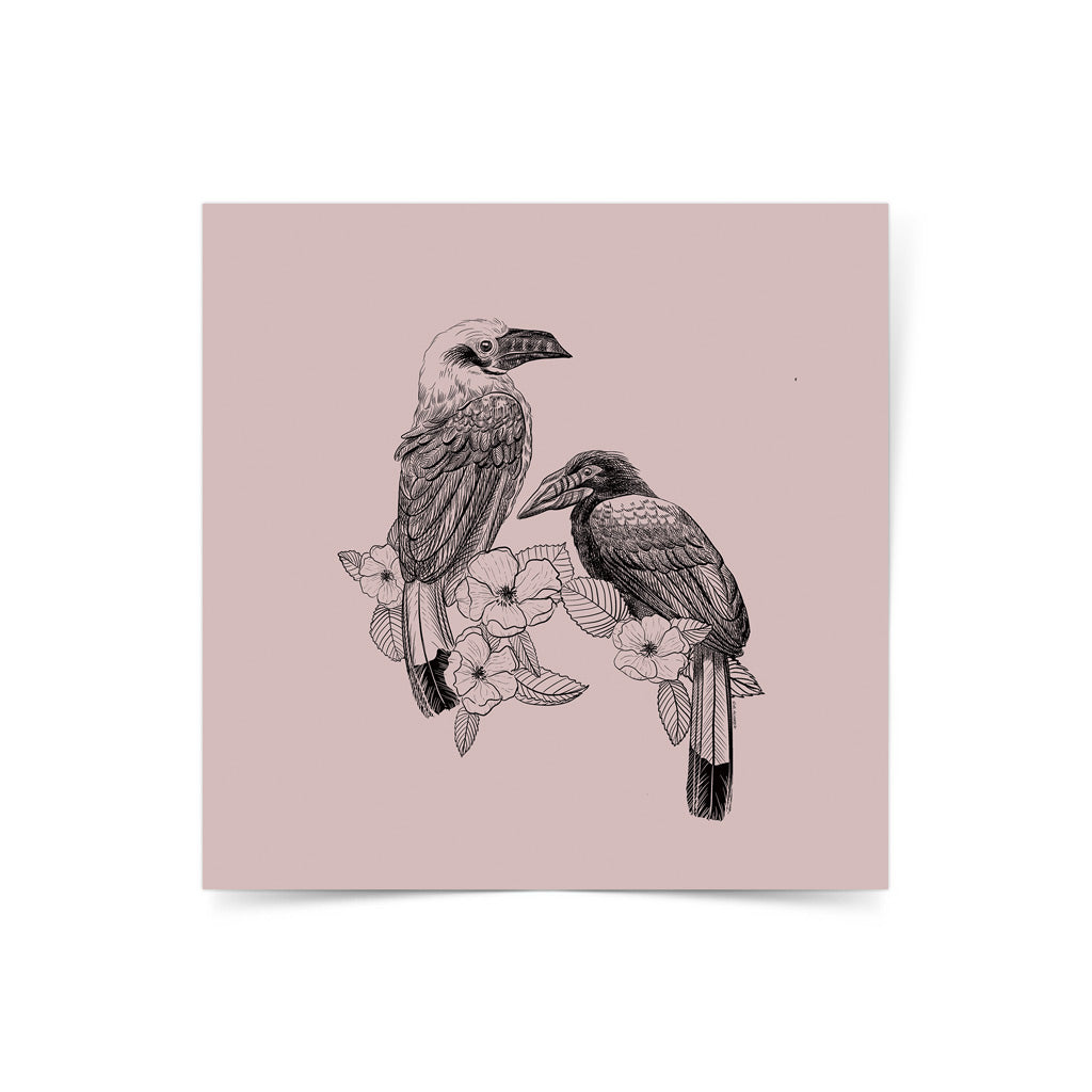 Negros Oriental local art artist Dumaguete scene artwork bird flowers vintage paper limited wall decor gift idea beautiful black and white illustration flora fauna