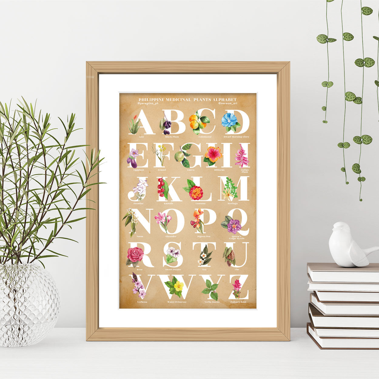 watercolor, art poster, wall, decor, Cebu, filipino, artist, graphic, medicine, office, study, flowers, plant, gift idea, Philippines, flower, plant, framed, framing, frame