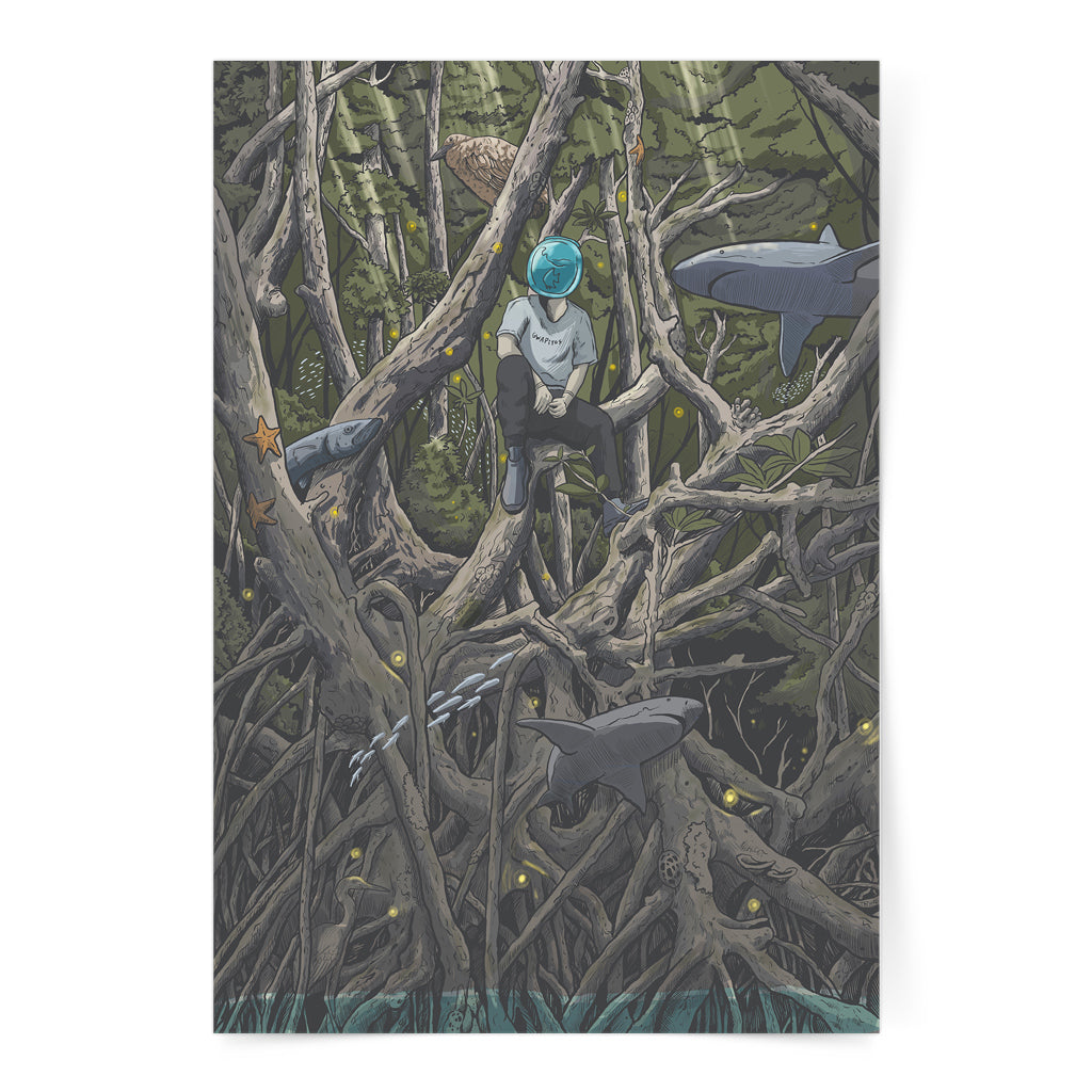 mangrove protection Philippines Negros Oriental artwork digital copy whales ecosystem tree water sea ocean wall decor
