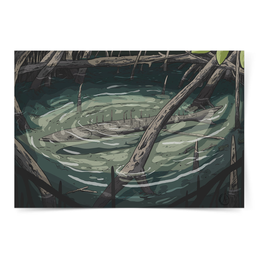 mangrove protection Philippines Negros Oriental artwork digital copy whales ecosystem tree water sea ocean wall decor