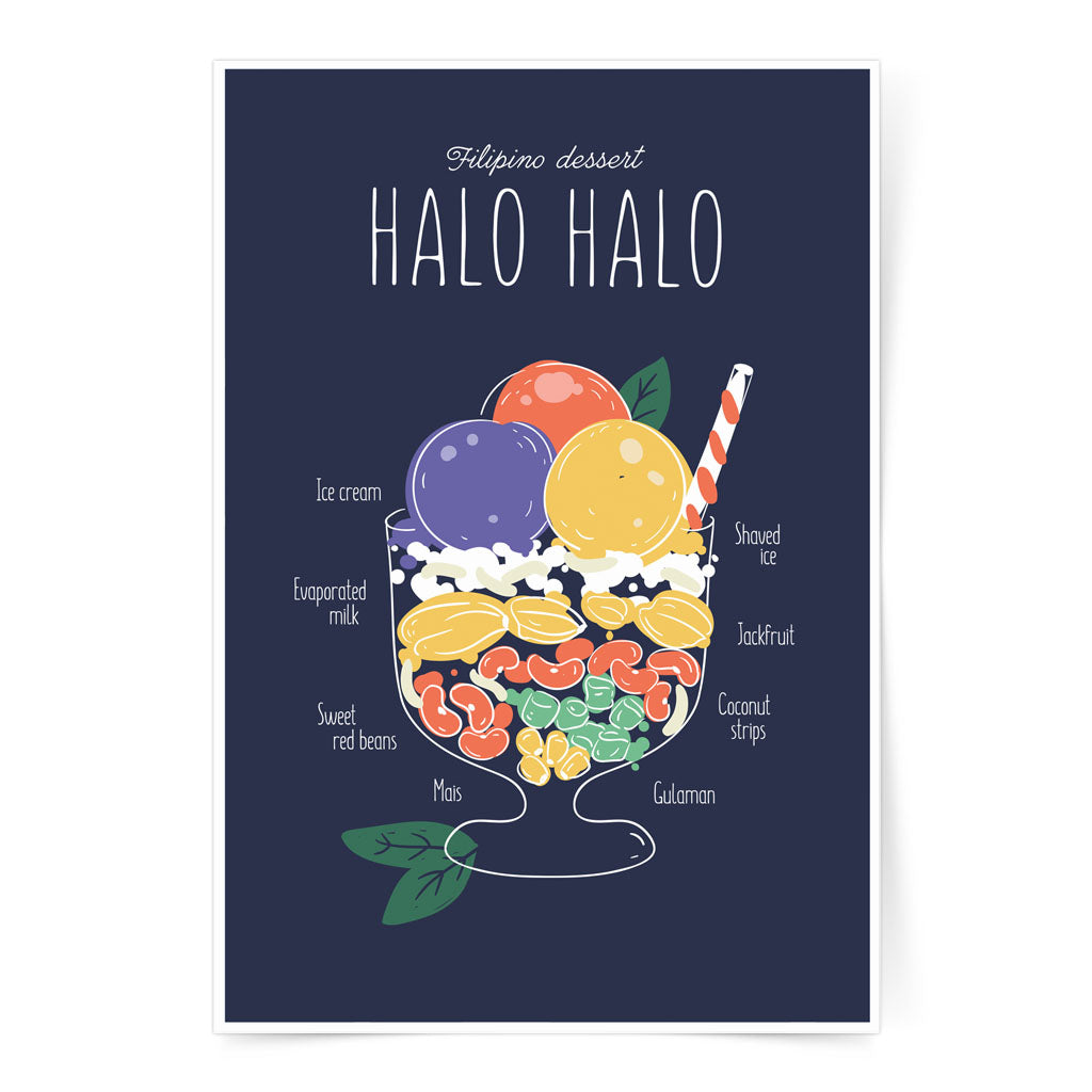 halo-halo filipino sweet poster wall decor art digital print ice cream