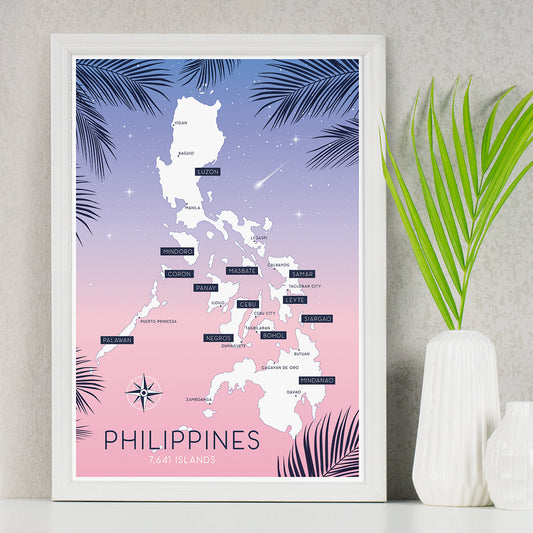 art travel poster island map philippines 