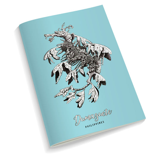 black and white pen and ink illustration Angelo Delos Santos blue sea dragon underwater coral protection pink cute art Dumaguete local Philippines sea ocean wildlife jellyfish