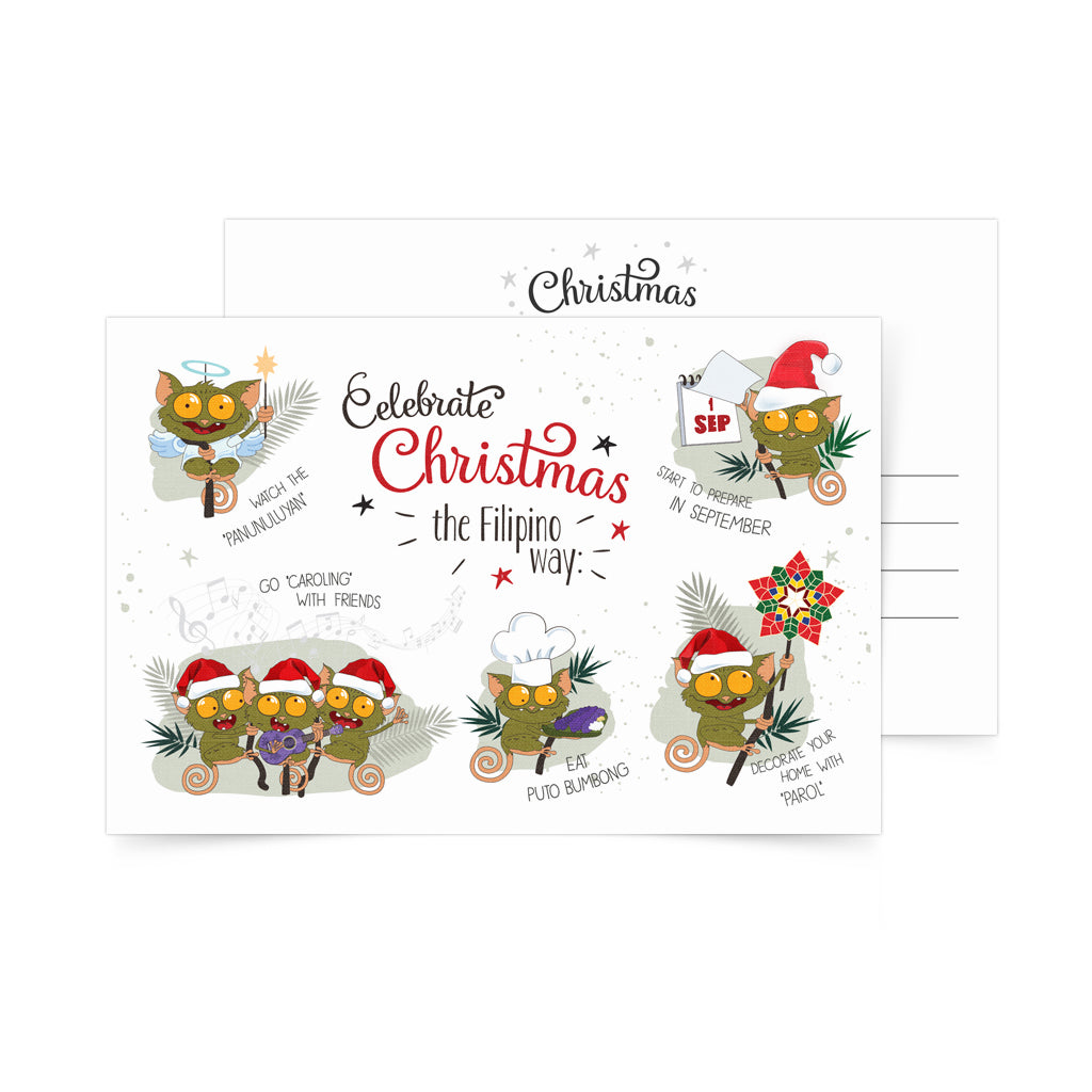 art postcard christmas celebration Filipino tarsier postcrossing maligayang pasko