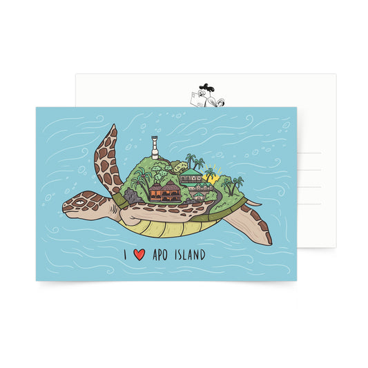 Philippines Filipino Underwater Diving Diver Dive Wildlife Green Sea Turtle Dumaguete Negros Oriental Dauin Apo Island Snorkeling Coral garden village corals snailmail tourist tourism Sea Life sealife ocean sea creatures art artistic post office postage postal card giant Pawikan