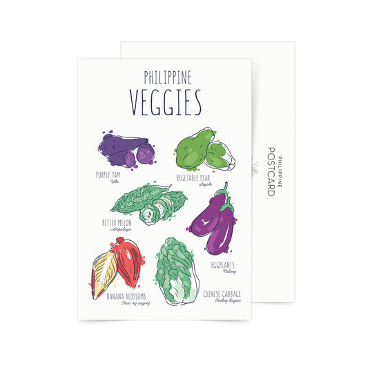 Philippine Ube Sayote Ampalaya Talong Puso ng saging Pechay kitchen decor postcrossing PHL Post Filipino local minimalistic plants postcards collectibles gift idea flavours Philippines