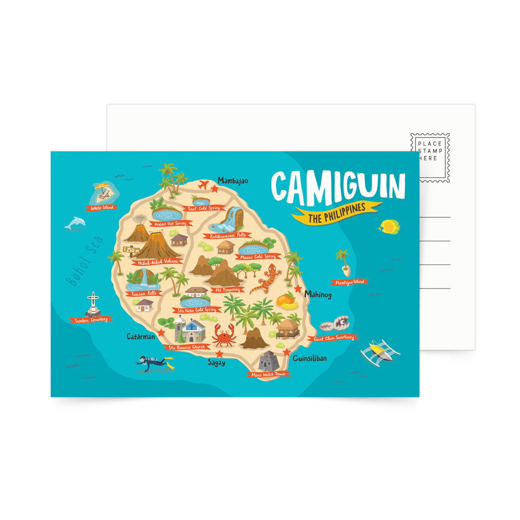 illustrated art tourist camiguin filipino volcano pinoy philippines mail tourist spot