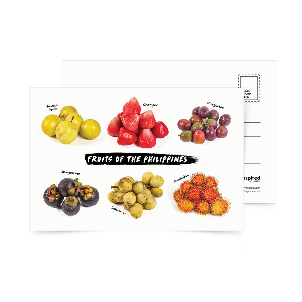 filipino Philippines loca fruits Passion fruit, Chompoo Sineguelas Mangosteen Lanzones Rambutan postcrossing snailmail pinoy card tropical