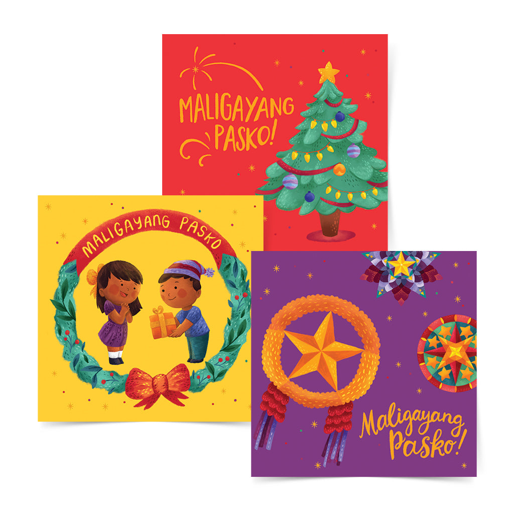 pasko, gift giving, gifts, maligayang pasko, Christmas, Philippines, cute, card, wreath, children, parol, set