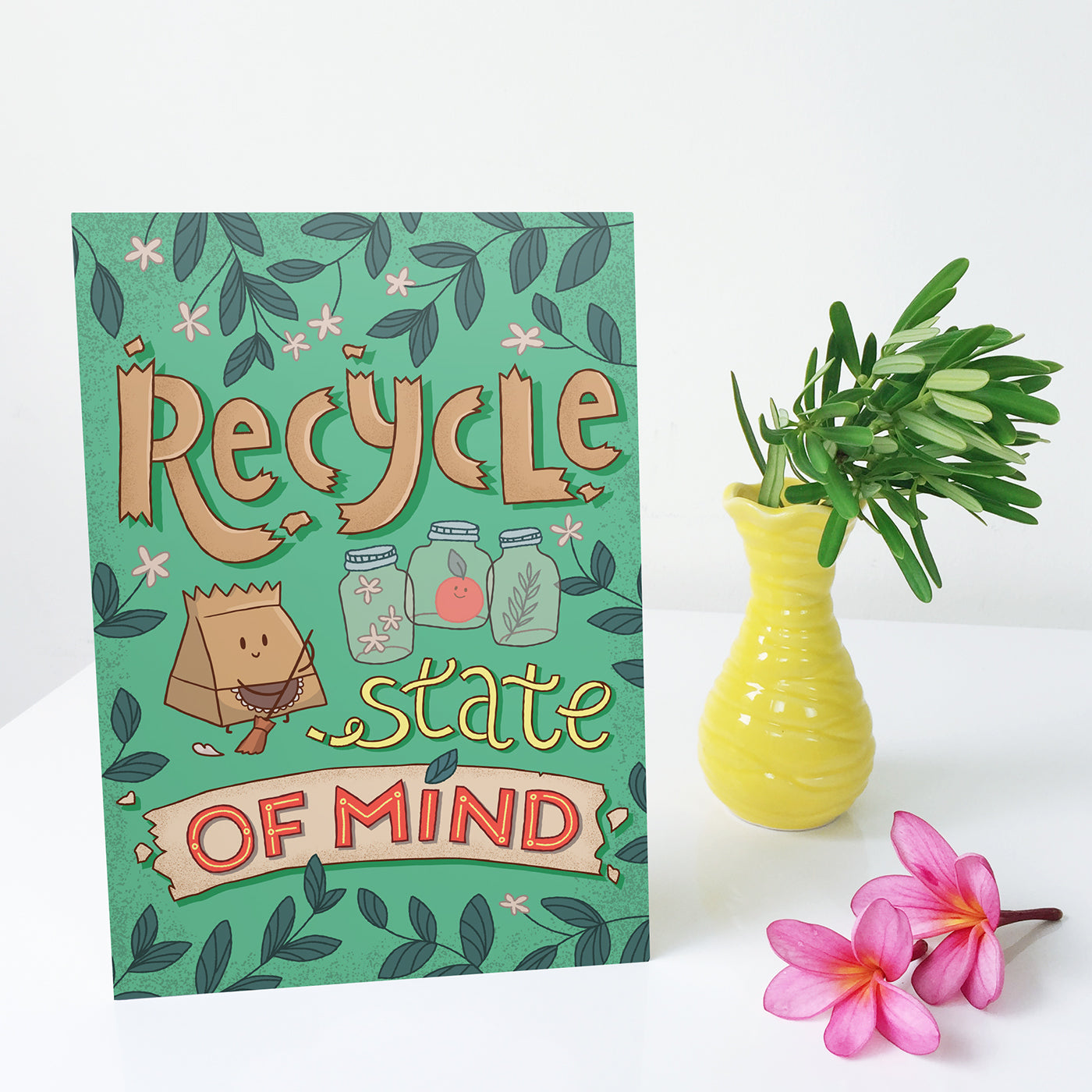reduce reuse earth day craft paper decor wall quote zero waste go green no plastic save planet gift handmade