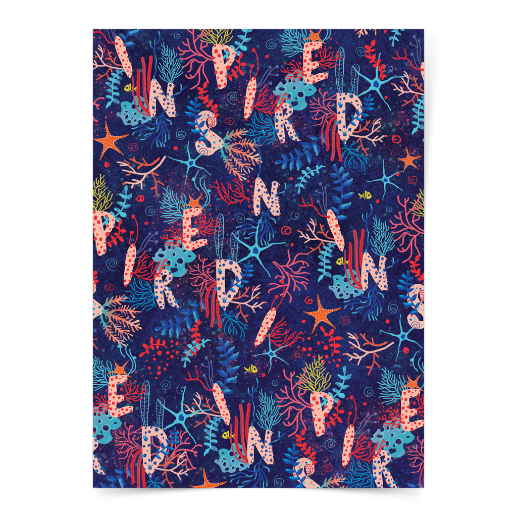 print DIY digital pattern gift wrapping sea life ocean coral star underwater idea craft background art