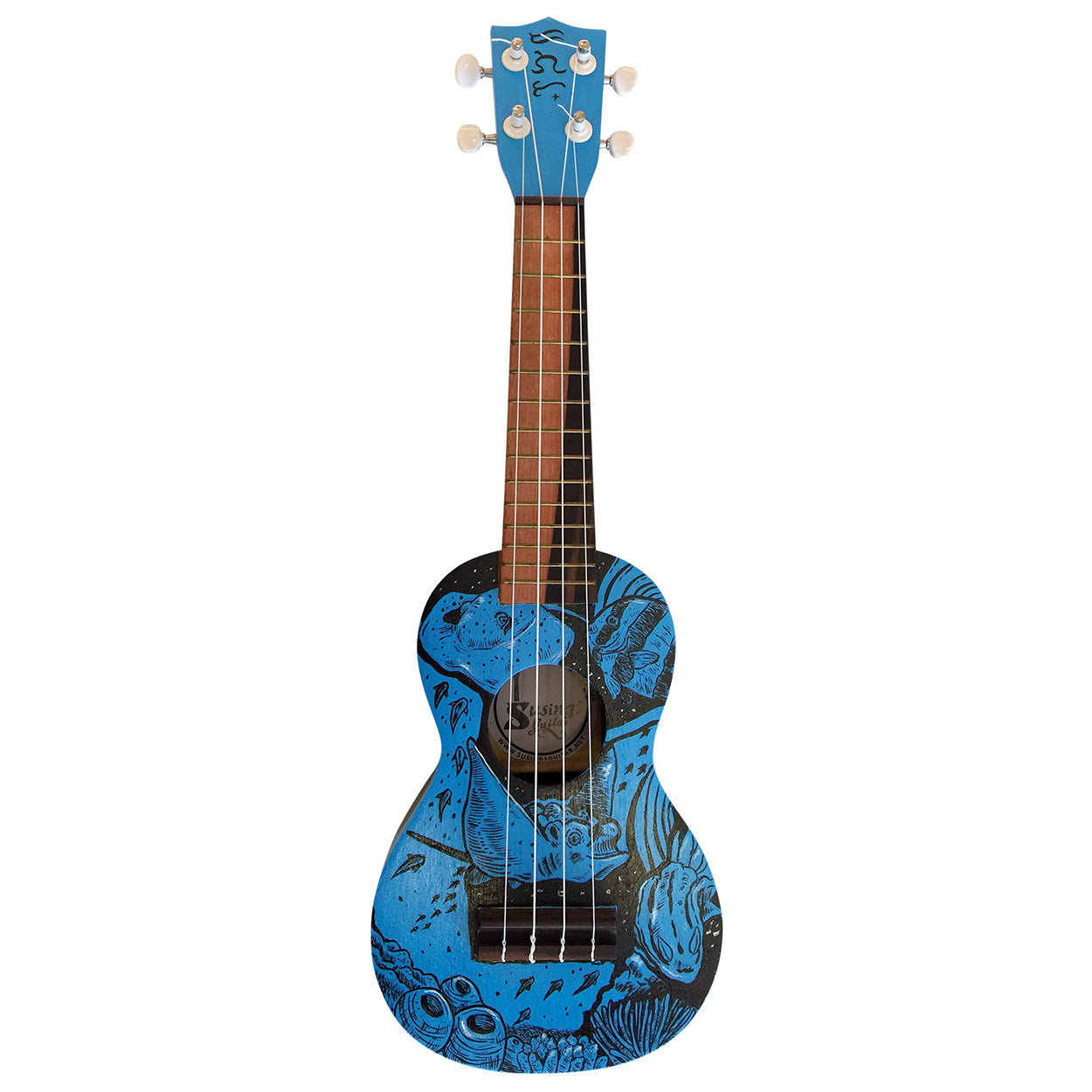 Dumaguete city Cebu crafted guitar ukulele art artwork Angelo Delos Santos Philippines artist Blue Ocean Coral Reef